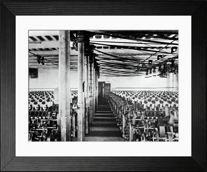 Framed Print : Looms in a weaving shed, early 1900s Framed Print : Looms in a weaving shed, early 1900s