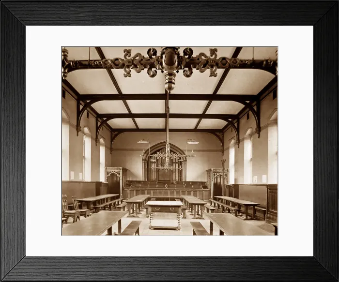 Framed Print : Dining Room, Queen Elizabeth's Hospital, Victorian period Framed Print : Dining Room, Queen Elizabeth's Hospital, Victorian period