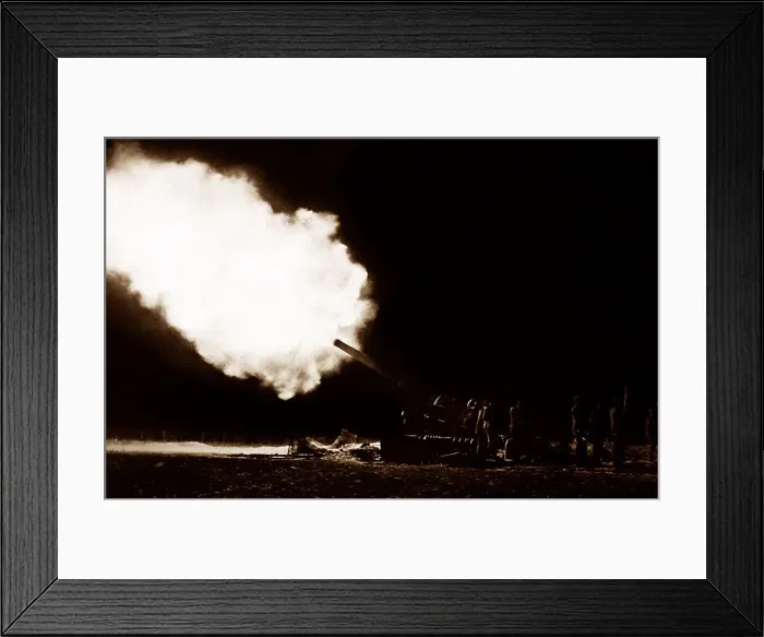 Framed Print : British artillery firing at night during WW1 Framed Print : British artillery firing at night during WW1