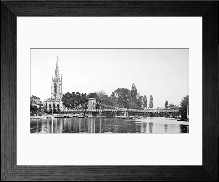 Framed Print : Marlow Bridge and Church, Victorian period Framed Print : Marlow Bridge and Church, Victorian period
