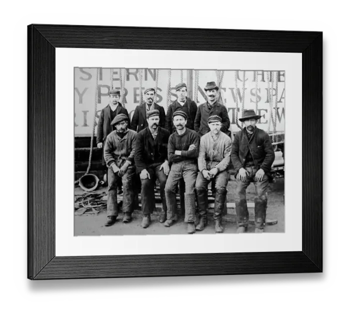 Framed Print : Men rescued by the Newquay Lifeboat, Victorian period Framed Print : Men rescued by the Newquay Lifeboat, Victorian period