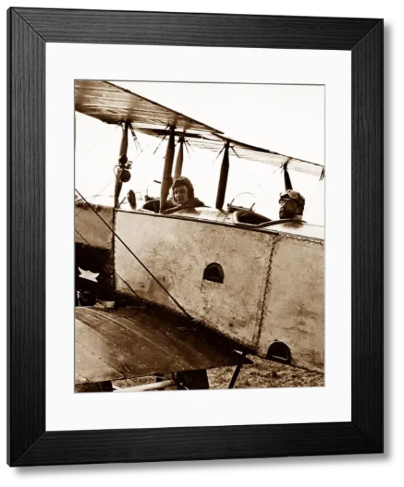 Framed Print : Piloting an early AVRO aeroplane, early 1900s Framed Print : Piloting an early AVRO aeroplane, early 1900s