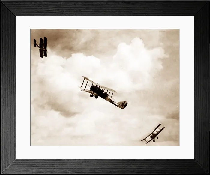 Framed Print : Three biplanes, possibly a composite (fake) photo Framed Print : Three biplanes, possibly a composite (fake) photo