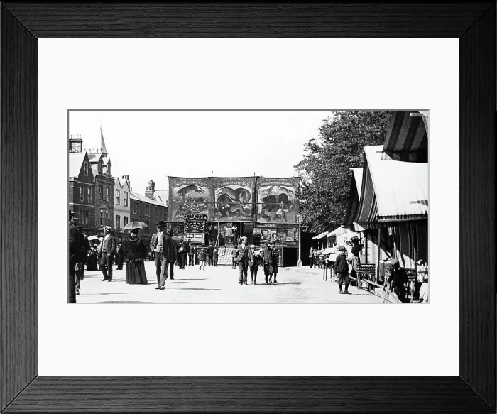 Framed Print : A funfair or circus menagerie, Victorian period Framed Print : A funfair or circus menagerie, Victorian period