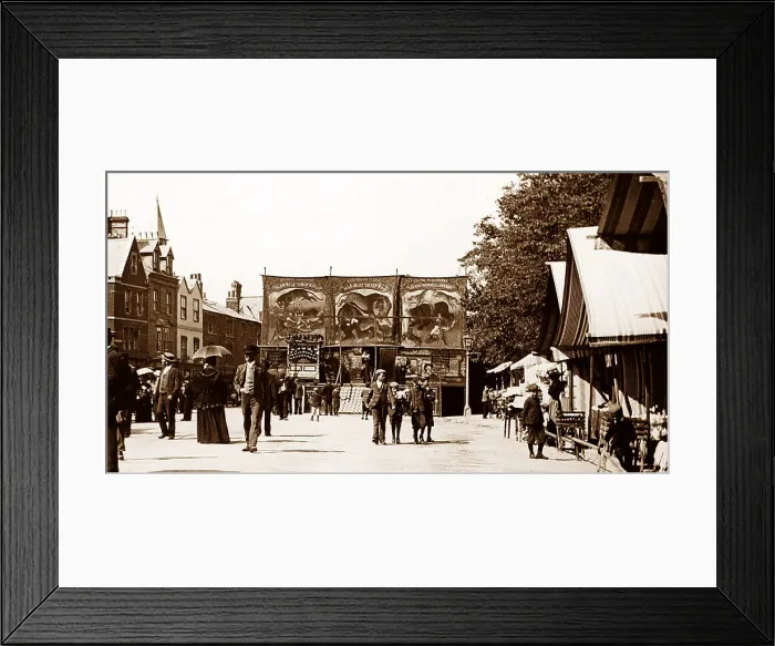 Framed Print : A funfair or circus menagerie, Victorian period Framed Print : A funfair or circus menagerie, Victorian period