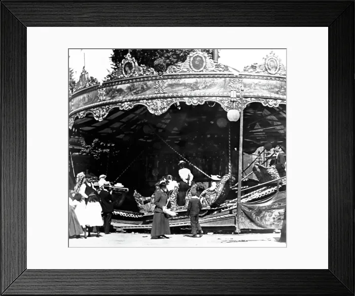 Framed Print : Funfair ride, Victorian period Framed Print : Funfair ride, Victorian period