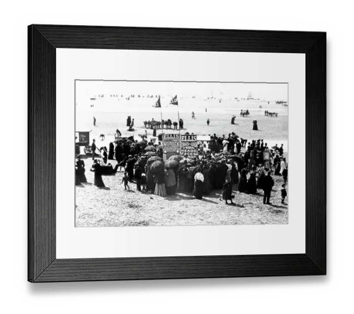 Framed Print : Phrenology booth, Blackpool beach, Victorian period Framed Print : Phrenology booth, Blackpool beach, Victorian period