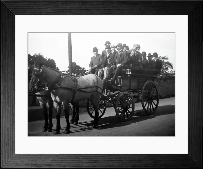 Framed Print : Mens excursion, day trip, early 1900s Framed Print : Mens excursion, day trip, early 1900s