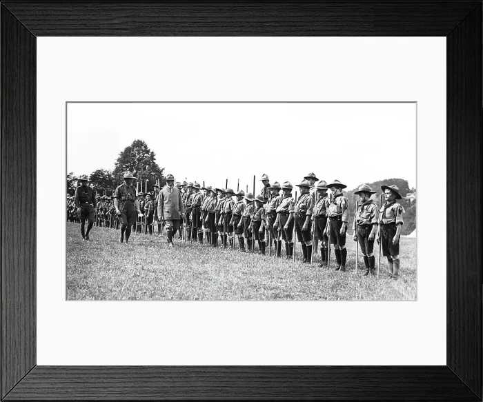 Framed Print : Boy Scouts being inspected, early 1900s
