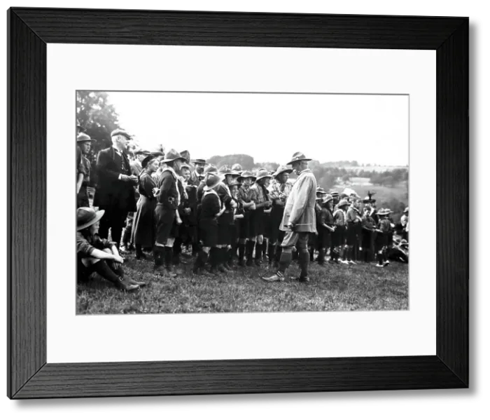 Framed Print : Boy Scouts being inspected, early 1900s Framed Print : Boy Scouts being inspected, early 1900s