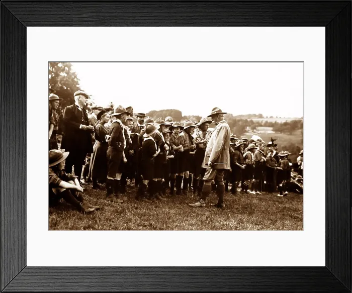 Framed Print : Boy Scouts being inspected, early 1900s Framed Print : Boy Scouts being inspected, early 1900s