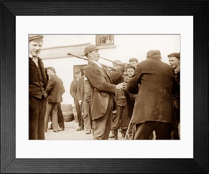 Framed Print : Piper, May Fair, Ballyclare, Ireland in 1883 Framed Print : Piper, May Fair, Ballyclare, Ireland in 1883