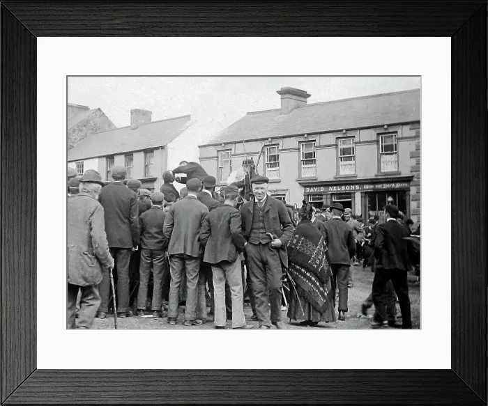 Framed Print : Travelling dentist, May Fair, Ballyclare, Ireland in 1883 Framed Print : Travelling dentist, May Fair, Ballyclare, Ireland in 1883
