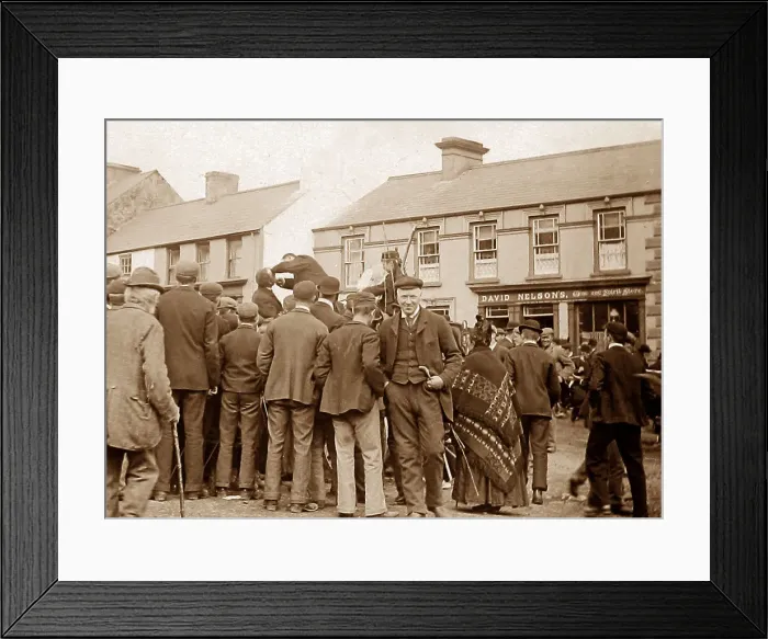 Framed Print : Travelling dentist, May Fair, Ballyclare, Ireland in 1883 Framed Print : Travelling dentist, May Fair, Ballyclare, Ireland in 1883