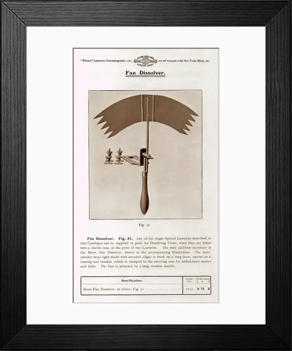 Framed Print : Wrench magic lantern projector dissolve fan