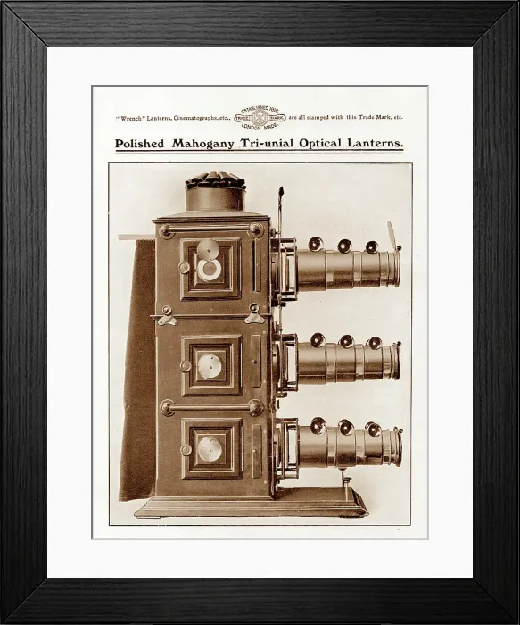 Framed Print : Wrench mahogany triunial magic lantern projector Framed Print : Wrench mahogany triunial magic lantern projector