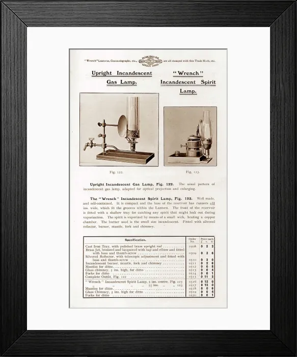 Framed Print : Wrench incandescent gas lamp for magic lantern projector Framed Print : Wrench incandescent gas lamp for magic lantern projector