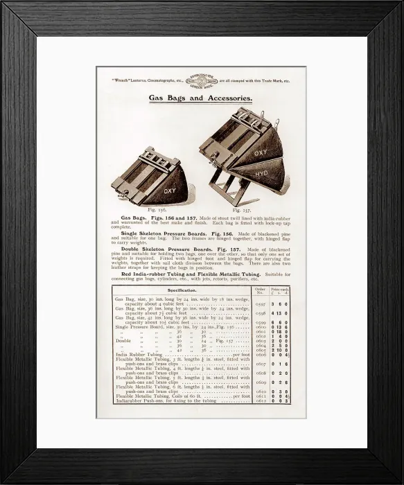 Framed Print : Wrench gas bags for limelight magic lantern projector Framed Print : Wrench gas bags for limelight magic lantern projector