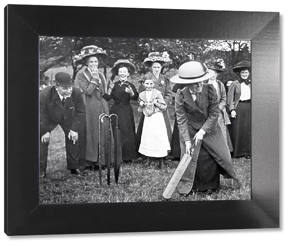Lady playing cricket, early 1900s