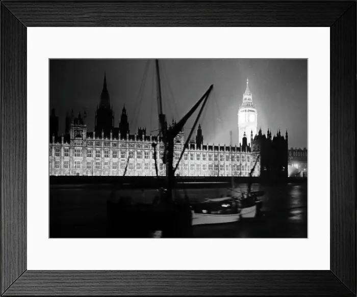 Framed Print : Houses of Parliament at night, London, probably 1920s Framed Print : Houses of Parliament at night, London, probably 1920s