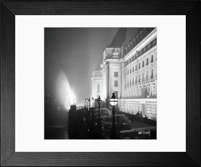 Framed Print : County Hall at night, London, probably 1920s Framed Print : County Hall at night, London, probably 1920s
