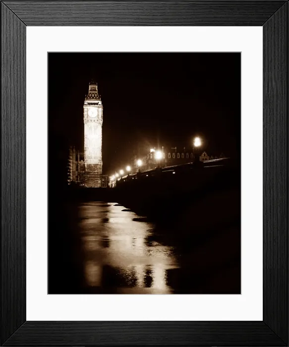 Framed Print : Westminster Bridge and Big Ben, London, probably 1920s Framed Print : Westminster Bridge and Big Ben, London, probably 1920s