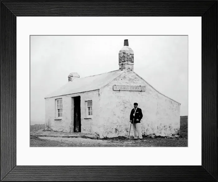 Framed Print : First and last house, Land's End, Cornwall, Victorian period Framed Print : First and last house, Land's End, Cornwall, Victorian period