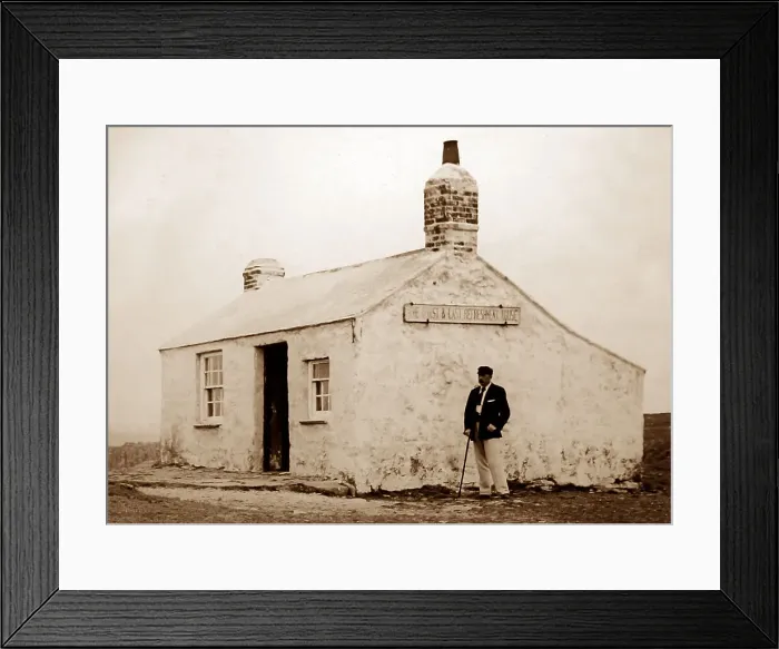 Framed Print : First and last house, Land's End, Cornwall, Victorian period Framed Print : First and last house, Land's End, Cornwall, Victorian period