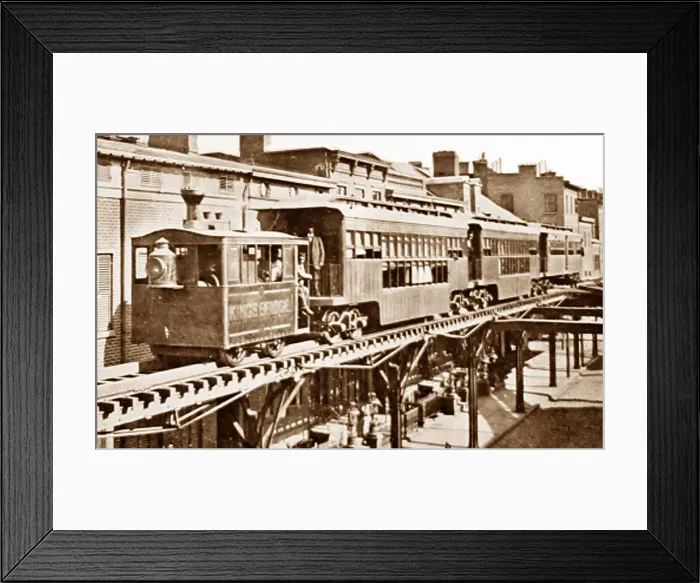 Framed Print : New York Elevated Railway, Victorian period Framed Print : New York Elevated Railway, Victorian period