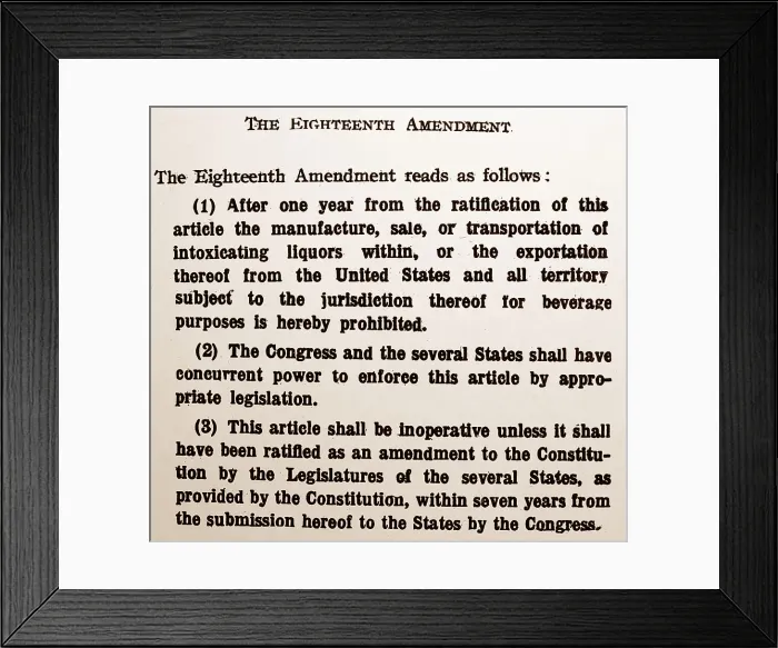 Framed Print : Prohibition message, the Eighteenth Amendment Framed Print : Prohibition message, the Eighteenth Amendment