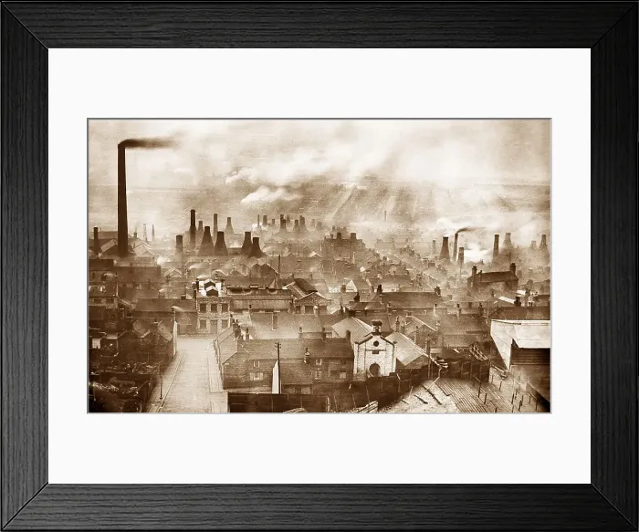 Framed Print : Industrial panorama, Hanley, Stoke on Trent, early 1900s Framed Print : Industrial panorama, Hanley, Stoke on Trent, early 1900s