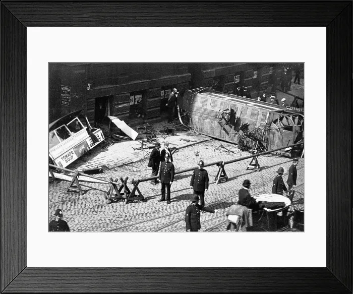 Framed Print : Bradford - Tram accident Framed Print : Bradford - Tram accident
