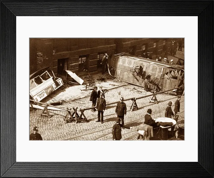 Framed Print : Bradford - Tram accident Framed Print : Bradford - Tram accident