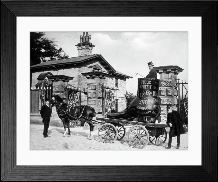 Framed Print : Bradford cemetery street advertisement advertising shoe Framed Print : Bradford cemetery street advertisement advertising shoe