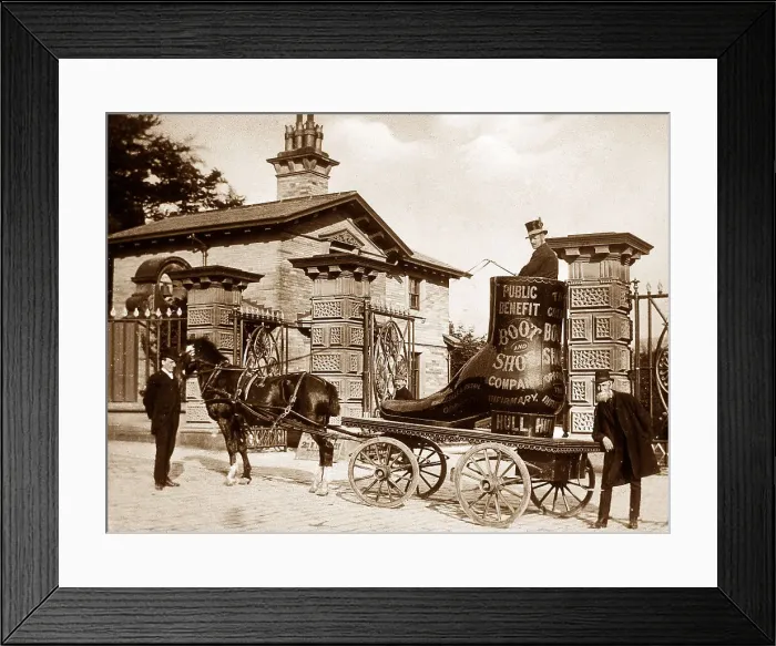 Framed Print : Bradford cemetery street advertisement advertising shoe Framed Print : Bradford cemetery street advertisement advertising shoe