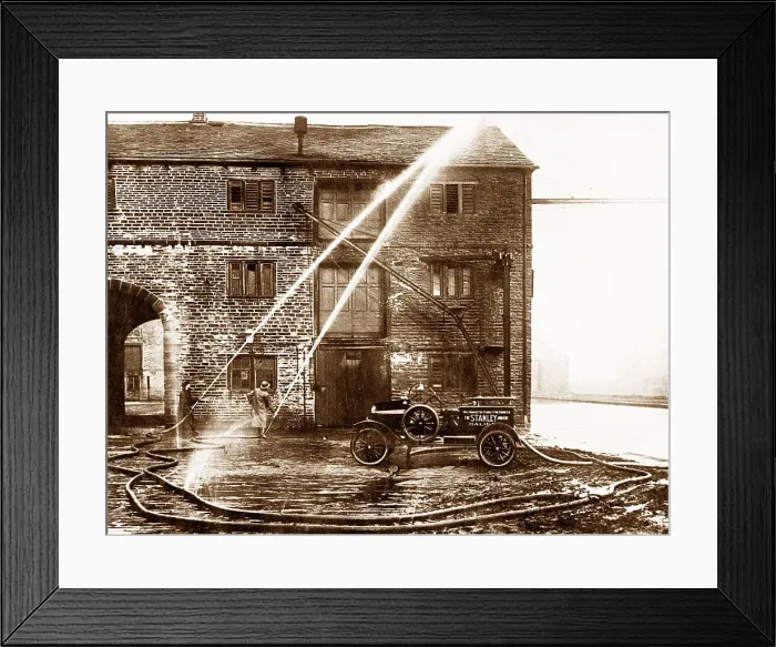 Framed Print : Sowerby Bridge - Canal Wharf - Fire engine