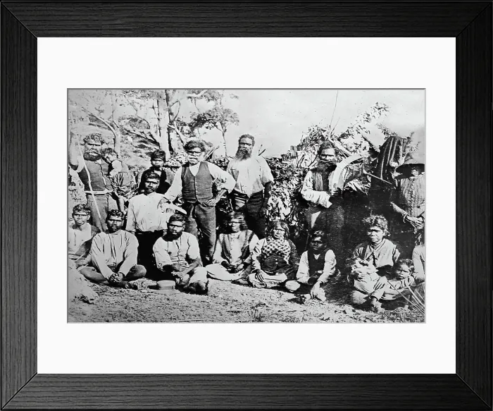 Framed Print : Australian aborigines with boomerangs, Victorian period Framed Print : Australian aborigines with boomerangs, Victorian period