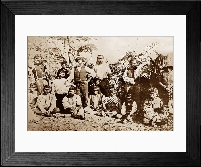 Framed Print : Australian aborigines with boomerangs, Victorian period Framed Print : Australian aborigines with boomerangs, Victorian period