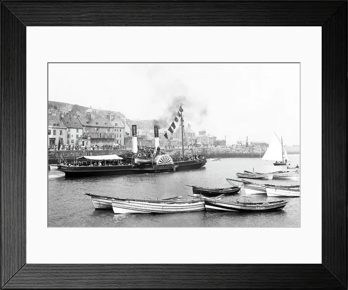 Framed Print : Docks Scarborough boat leaving Whitby Framed Print : Docks Scarborough boat leaving Whitby
