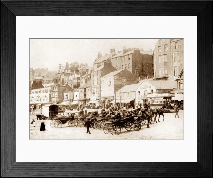 Framed Print : Beach Scarborough - carriages on beach Framed Print : Beach Scarborough - carriages on beach
