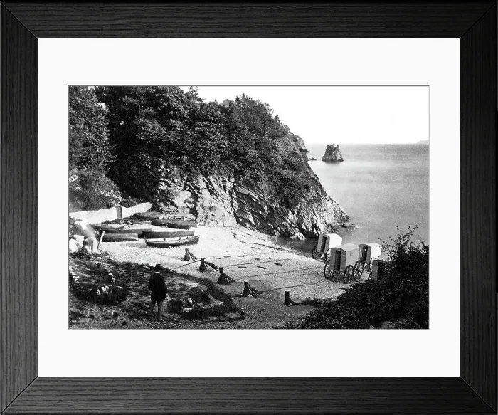 Framed Print : Beacon Cove Torquay - the ladies bathing cove 1860s Framed Print : Beacon Cove Torquay - the ladies bathing cove 1860s