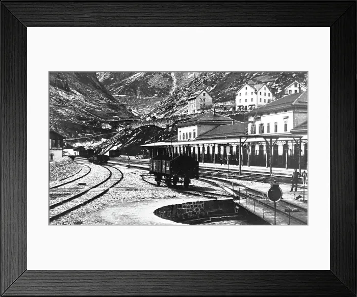 Framed Print : Goschenen Railway Station, Switzerland, Victorian period Framed Print : Goschenen Railway Station, Switzerland, Victorian period