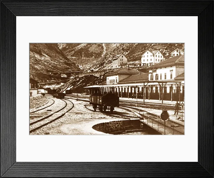 Framed Print : Goschenen Railway Station, Switzerland, Victorian period Framed Print : Goschenen Railway Station, Switzerland, Victorian period