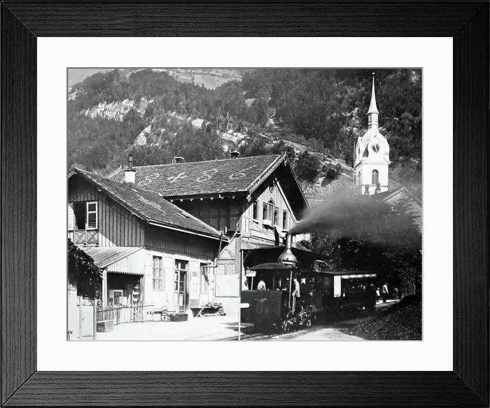 Framed Print : Vitznau Railway Station, Switzerland, Victorian period Framed Print : Vitznau Railway Station, Switzerland, Victorian period