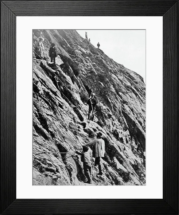 Framed Print : Climbing in the Mauvais Pass, France, Victorian period Framed Print : Climbing in the Mauvais Pass, France, Victorian period