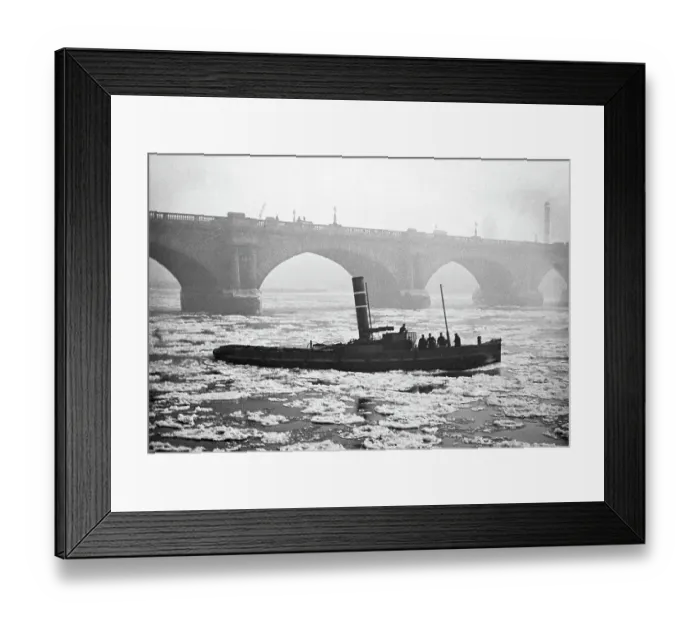 Framed Print : Frozen River Thames and Waterloo Bridge, London Framed Print : Frozen River Thames and Waterloo Bridge, London