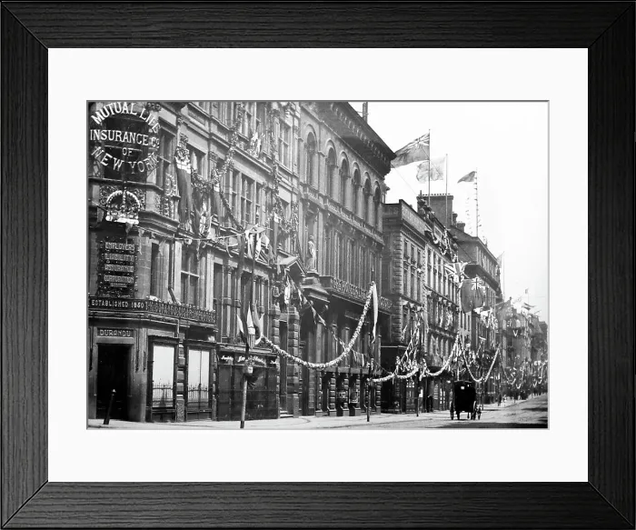 Framed Print : Coronation decorations, Dale Street, Liverpool, early 1900s Framed Print : Coronation decorations, Dale Street, Liverpool, early 1900s