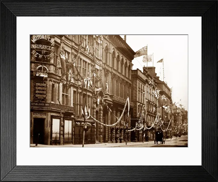 Framed Print : Coronation decorations, Dale Street, Liverpool, early 1900s Framed Print : Coronation decorations, Dale Street, Liverpool, early 1900s