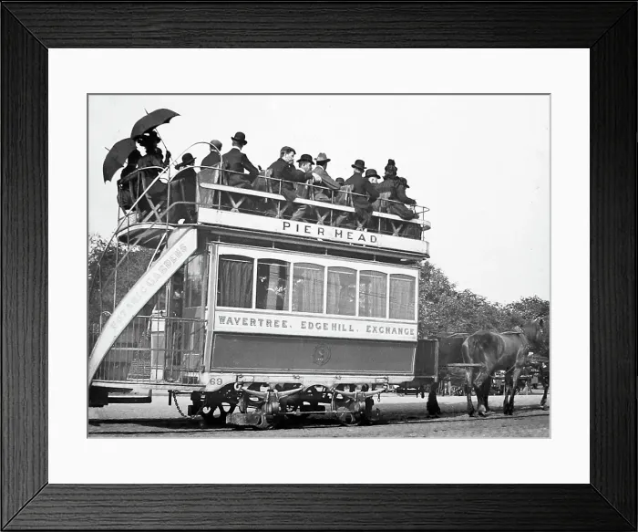 Framed Print : Horse tram, Liverpool, early 1900s Framed Print : Horse tram, Liverpool, early 1900s