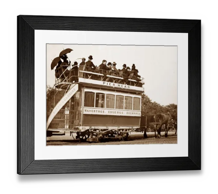 Framed Print : Horse tram, Liverpool, early 1900s Framed Print : Horse tram, Liverpool, early 1900s